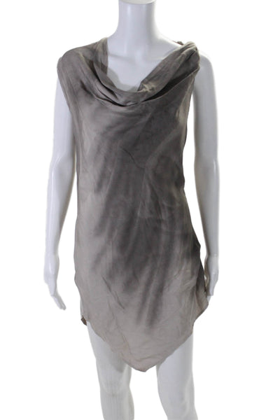 Masnada Womens Cowl Neck Sleeveless Asymmetrical Mini Dress Taupe Size 6