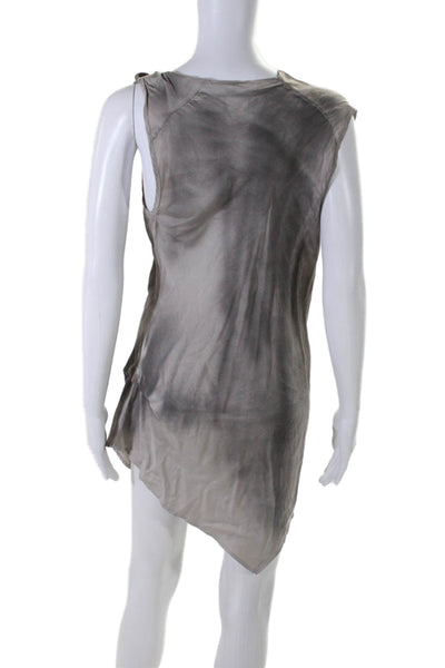 Masnada Womens Cowl Neck Sleeveless Asymmetrical Mini Dress Taupe Size 6