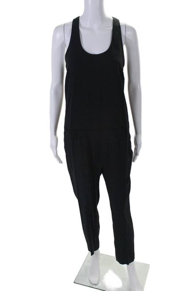 MSGM Womens Strappy Round Neck Sleeveless Zip Up Tapered Jumpsuit Black Size 42