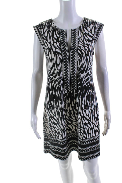 BCBGMAXAZRIA Womens Sleeveless V Neck Printed Knit Dress Black White Size Small