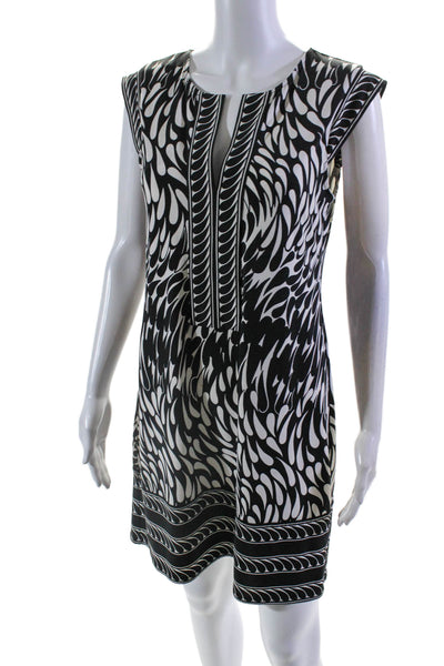 BCBGMAXAZRIA Womens Sleeveless V Neck Printed Knit Dress Black White Size Small