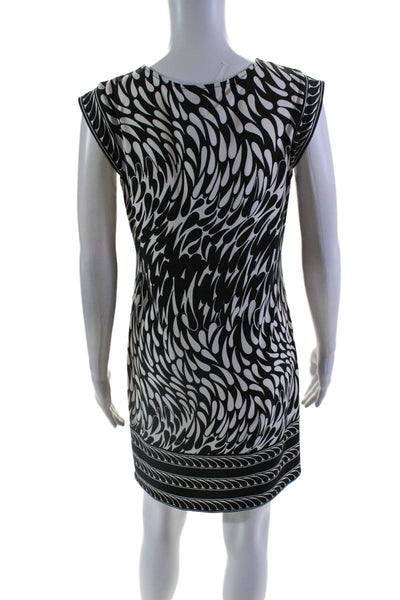 BCBGMAXAZRIA Womens Sleeveless V Neck Printed Knit Dress Black White Size Small