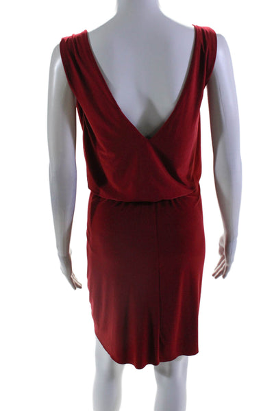 Misa Womens Sleeveless V Neck Twist Draped Knit Mini Dress Red Size Extra Small