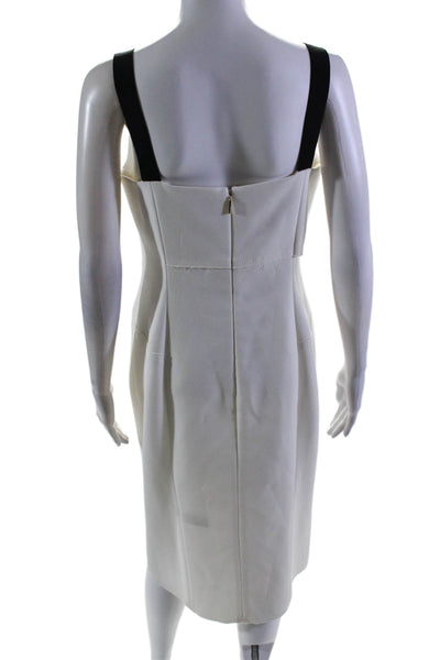 Jason Wu Womens Back Zip Sleeveless V Neck Ruffled Dress White Black Size 8