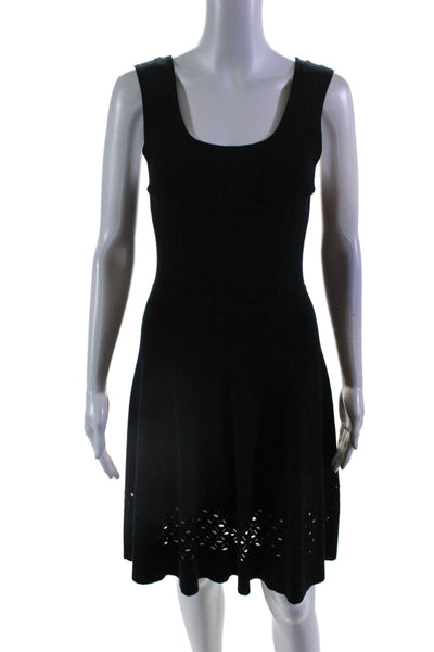 Shoshanna Womens Sleeveless Scoop Neck Knit A Line Dress Black Size Medium