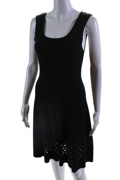 Shoshanna Womens Sleeveless Scoop Neck Knit A Line Dress Black Size Medium