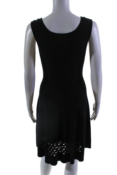 Shoshanna Womens Sleeveless Scoop Neck Knit A Line Dress Black Size Medium