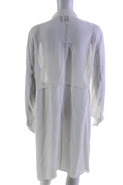 Maryan Mehlhorn Womens Half Button Long Sleeve Shirt Dress White Size Medium