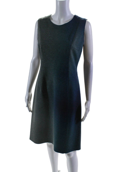 Elie Tahari Womens Back Zip Sleeveless Crew Neck Ombre Dress Blue Gray Size 6