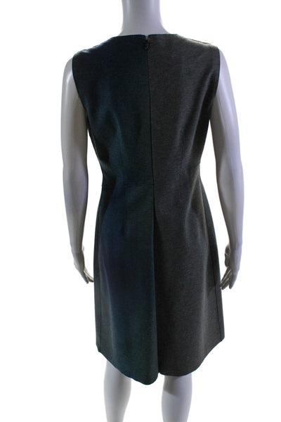 Elie Tahari Womens Back Zip Sleeveless Crew Neck Ombre Dress Blue Gray Size 6