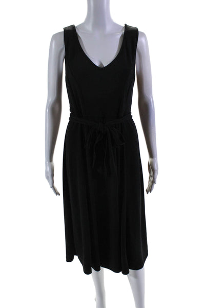 Clara S Womens Sleeveless V Neck Knee Length Shift Dress Black Size Small