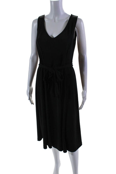 Clara S Womens Sleeveless V Neck Knee Length Shift Dress Black Size Small