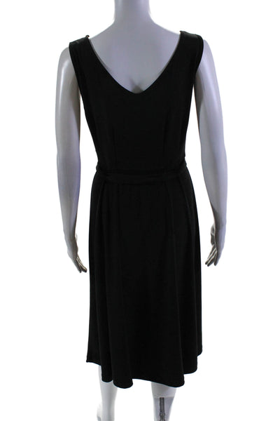 Clara S Womens Sleeveless V Neck Knee Length Shift Dress Black Size Small