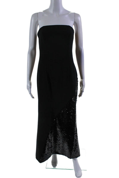 Sachin & Babi Womens Back Zip Strapless Sequin Trim Gown Black Size 6