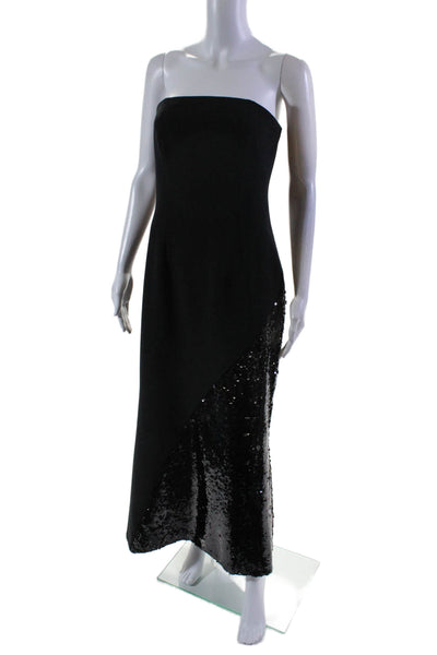 Sachin & Babi Womens Back Zip Strapless Sequin Trim Gown Black Size 6