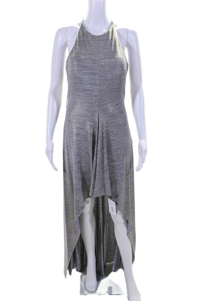 Maslavi Womens Sleeveless Back Zip Backless Long Dress Silver Size 8