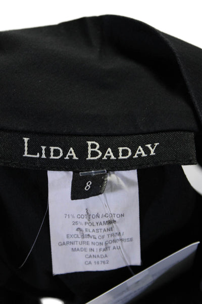 Lida Baday Womens Cotton Black High Neck Sleeveless Button Down Shirt Size 8