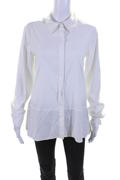 Theory Womens Cotton White Collar Long Sleeve Button Down Shirt Size L