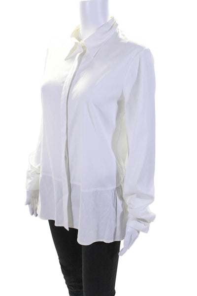 Theory Womens Cotton White Collar Long Sleeve Button Down Shirt Size L