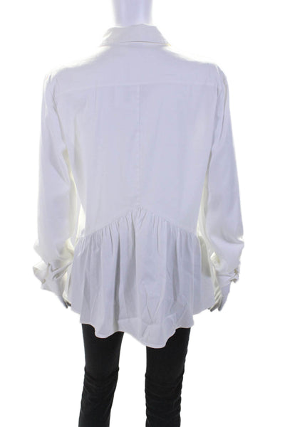 Theory Womens Cotton White Collar Long Sleeve Button Down Shirt Size L