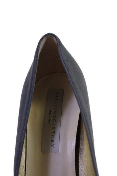 Stella McCartney Womens Block Heel Cap Toe Pumps Gray Black Suede Size 37