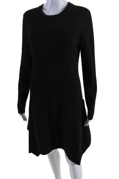 Michael Michael Kors Womens Wool Long Sleeve Asymmetrical Dress Black Size L