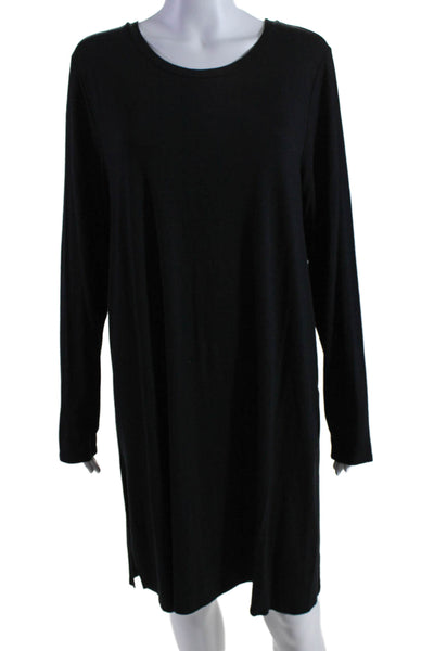 Eileen Fisher Womens Long Sleeves Knee Length Shirt Dress Black Size Medium