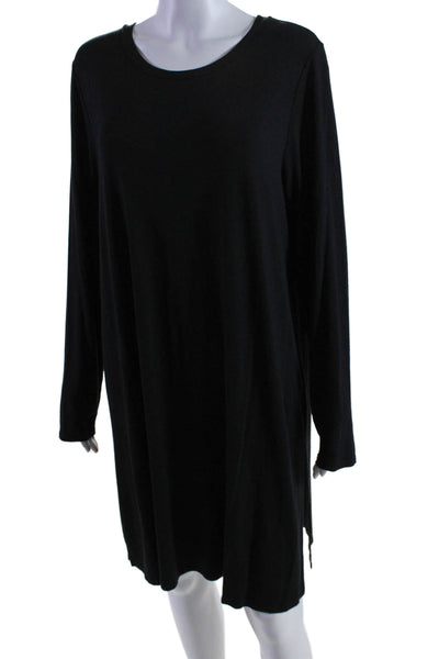 Eileen Fisher Womens Long Sleeves Knee Length Shirt Dress Black Size Medium