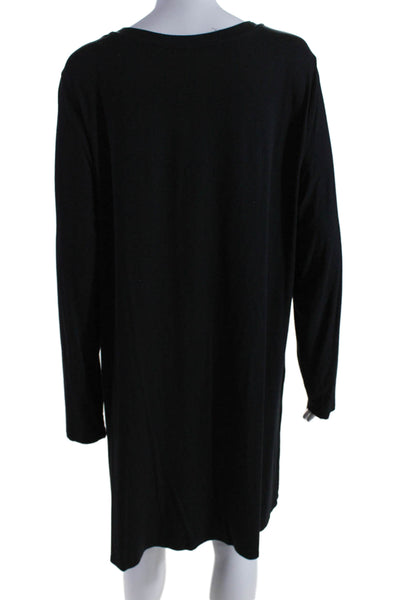 Eileen Fisher Womens Long Sleeves Knee Length Shirt Dress Black Size Medium