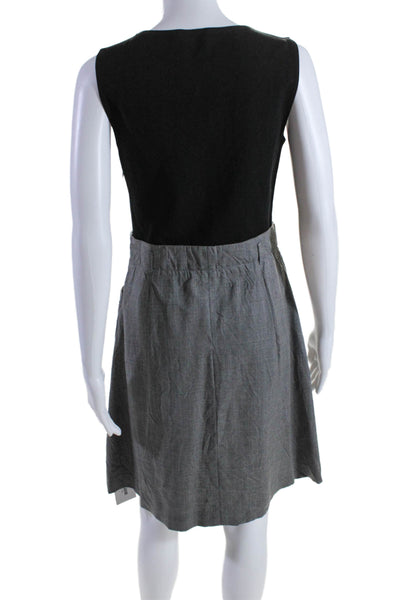 Theory Womens Sleeveless A Line Knee Length Dress Black Grey Wool Size 10