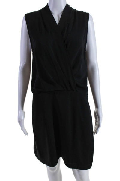 All Row Womens V Neck Sleeveless Knee Length Sheath Dress Black Size Large