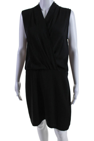 All Row Womens V Neck Sleeveless Knee Length Sheath Dress Black Size Large