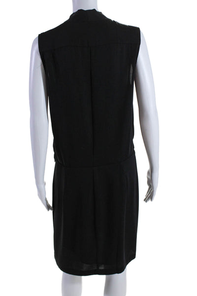 All Row Womens V Neck Sleeveless Knee Length Sheath Dress Black Size Large