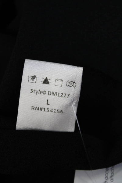 All Row Womens V Neck Sleeveless Knee Length Sheath Dress Black Size Large