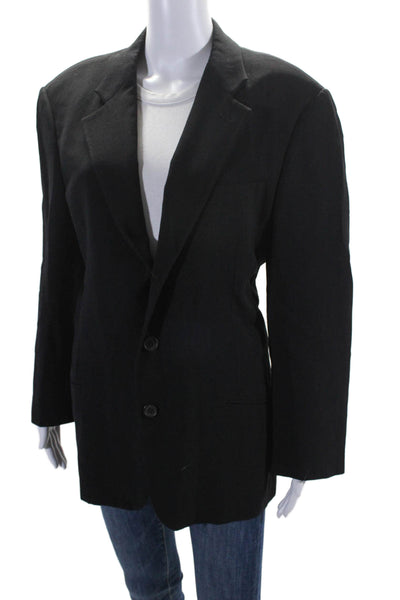 Giorgio Armani Womens Long Sleeve Two Button Blazer Black Size Large