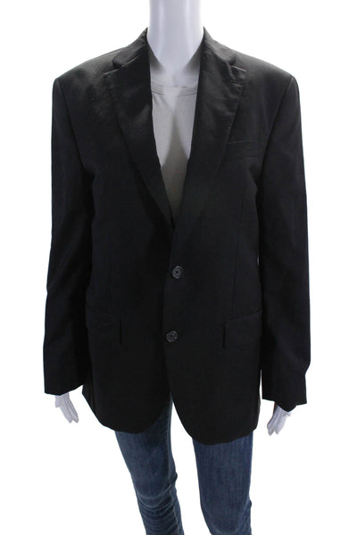 Jack Victor Womens Notched Lapel Two Button Blazer Black Size 38R