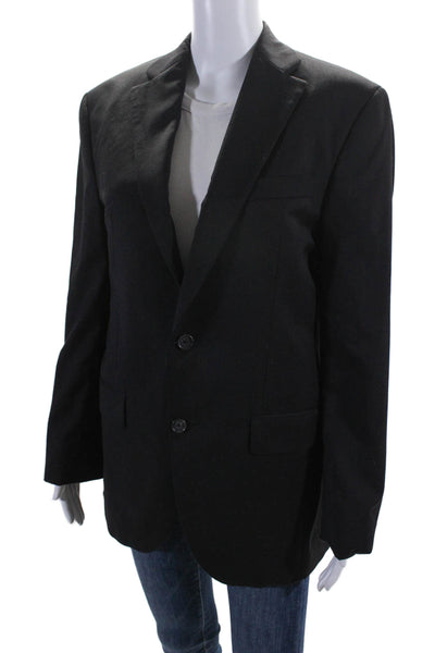 Jack Victor Womens Notched Lapel Two Button Blazer Black Size 38R