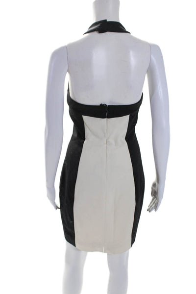 Jason Wu Womens Zip Up Open Back Halter Sheath Dress Black White Wool Size 4