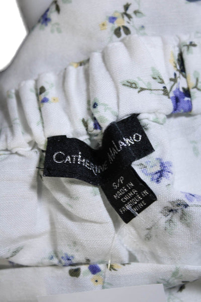 Catherine Catherine Malandrino Womens Elastic Waist Floral White Size Small