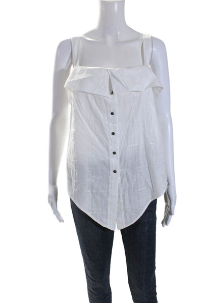 Intermix Womens Sleeveless Button Down Basic Blouse White Size Large