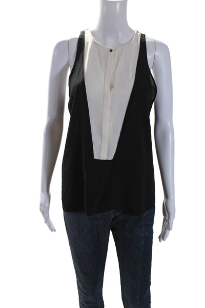 ALC Womens Scoop Neck Sleeveless Basic Blouse Silk Black Size Medium