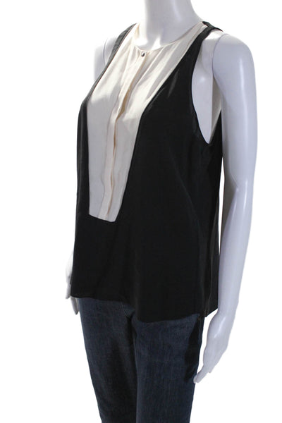 ALC Womens Scoop Neck Sleeveless Basic Blouse Silk Black Size Medium