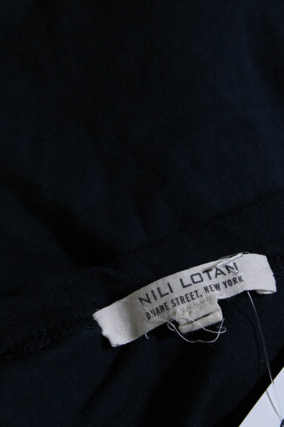 Nili Lotan Womens Cotton Jersey Short Sleeve Crewneck Shirt Navy Blue Size XS