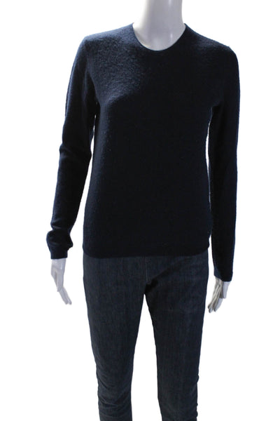 Vince Womens Cashmere Tight Knit Long Sleeve Crewneck Top Midnight Blue Size S