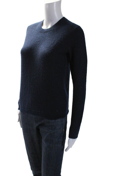 Vince Womens Cashmere Tight Knit Long Sleeve Crewneck Top Midnight Blue Size S