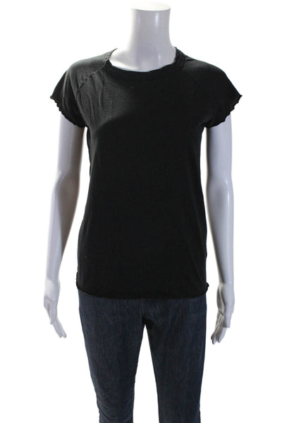 Nili Lotan Womens Cotton Jersey Short Sleeve Crewneck Basic Top Black Size XS