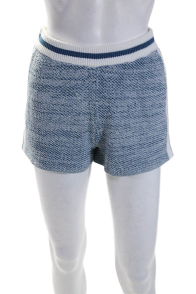 The Upside Womens Cotton Tight Knit Side Striped High Rise Shorts Blue Size XS