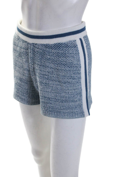 The Upside Womens Cotton Tight Knit Side Striped High Rise Shorts Blue Size XS