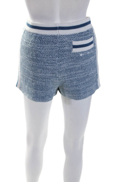 The Upside Womens Cotton Tight Knit Side Striped High Rise Shorts Blue Size XS