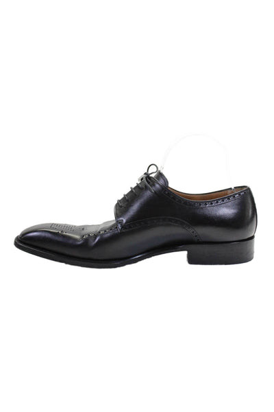 Louis Vuitton Mens Leather Square Toe Lace-Up Tie Slip-On Loafers Black Size 7.5